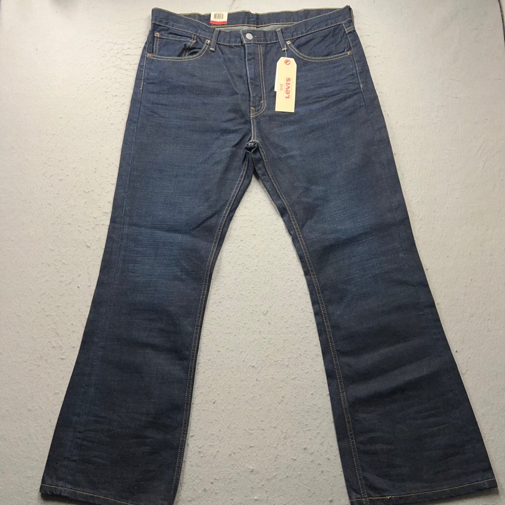 Levis 527 Slim Bootcut Jeans Mens 38x30 Indigo Black Denim New NWT 05527-0490